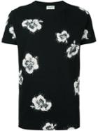 Saint Laurent Hibiscus Print T-shirt, Men's, Size: Large, Black, Cotton/polyester
