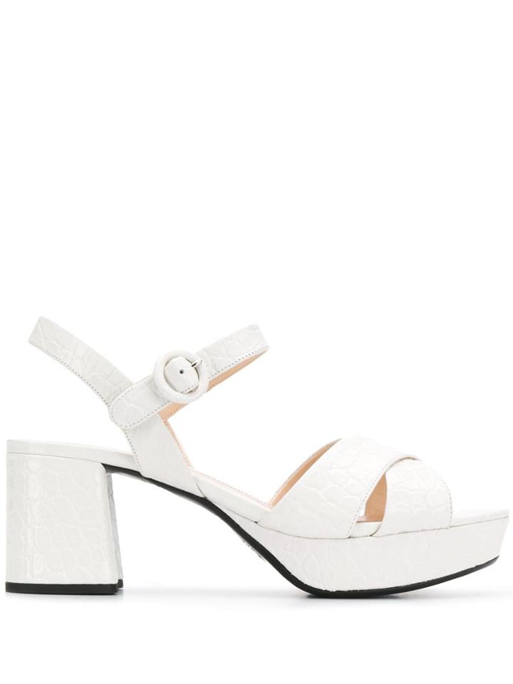 Prada Block Heel Sandals - White