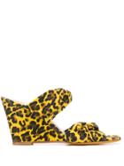 Maryam Nassir Zadeh Carine Leopard-print Wedge Sandals - Yellow