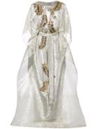 Oscar De La Renta Embellished Cascade Wrap Dress - Metallic