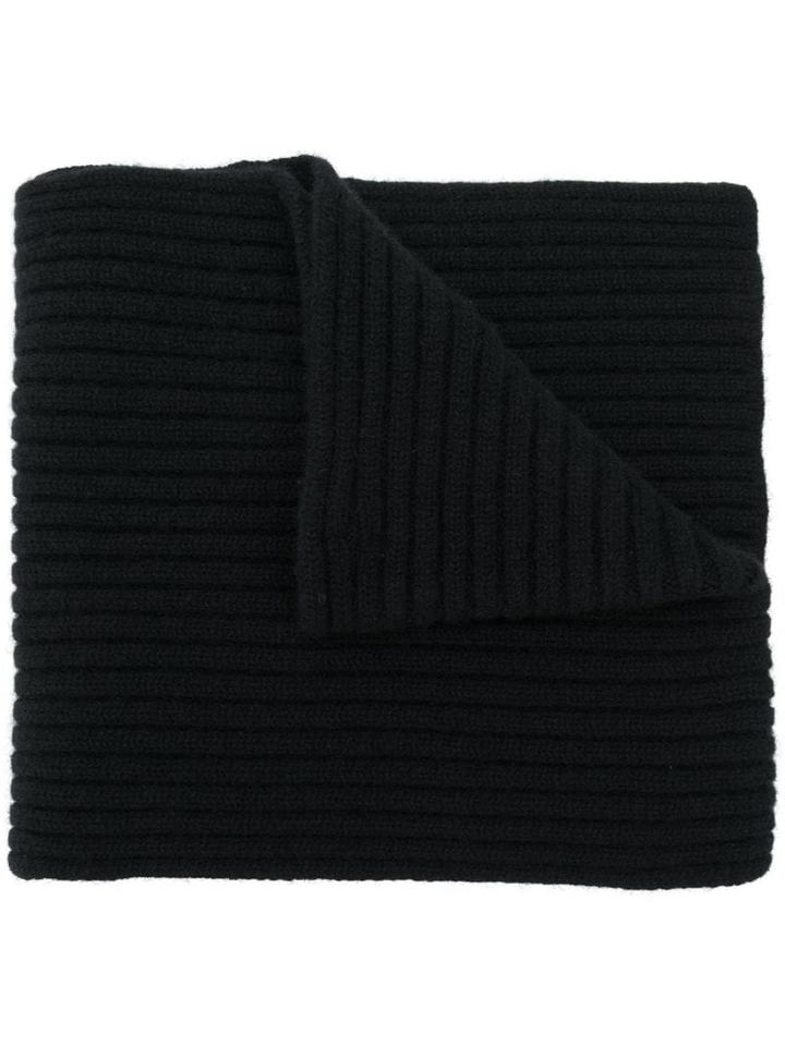 Pringle Of Scotland Rib Knit Crossover Scarf - Black