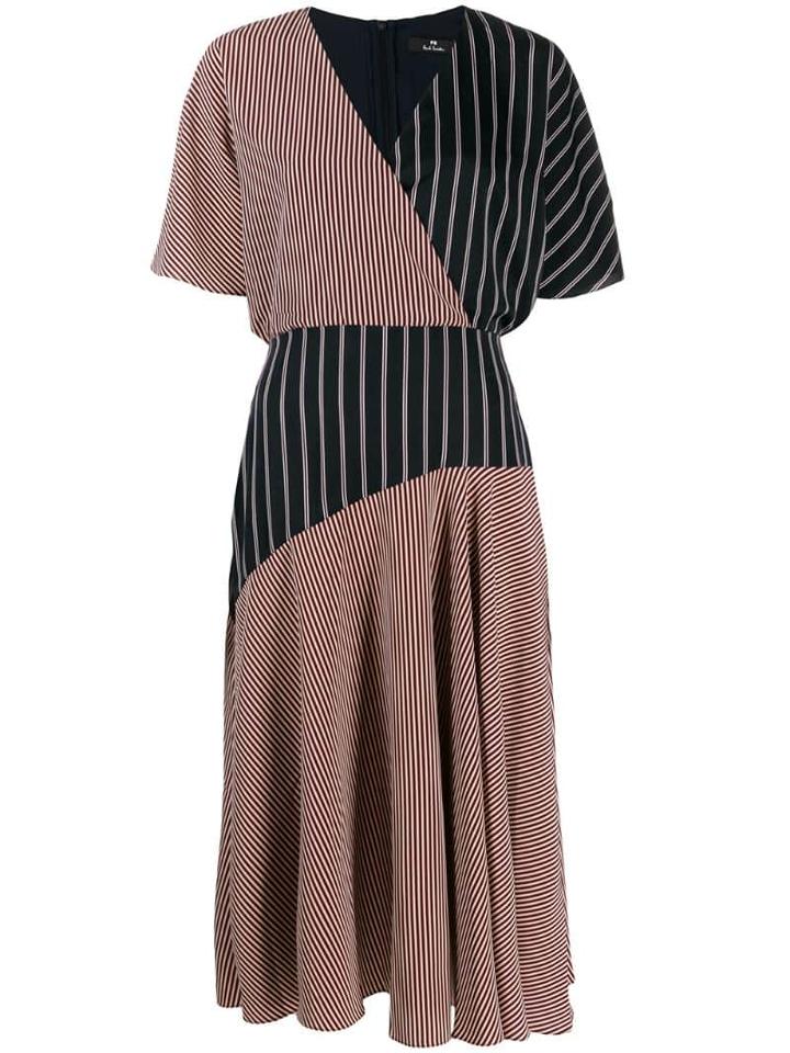 Ps Paul Smith Striped Wrap Dress - Red