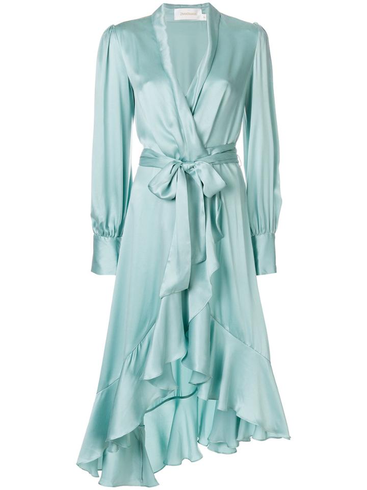 Zimmermann Wrap Ruffle Dress - Green