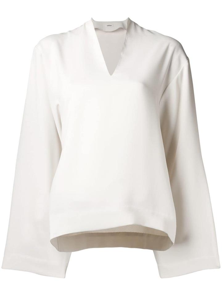 Toteme Wide Sleeve Slit Blouse - Nude & Neutrals