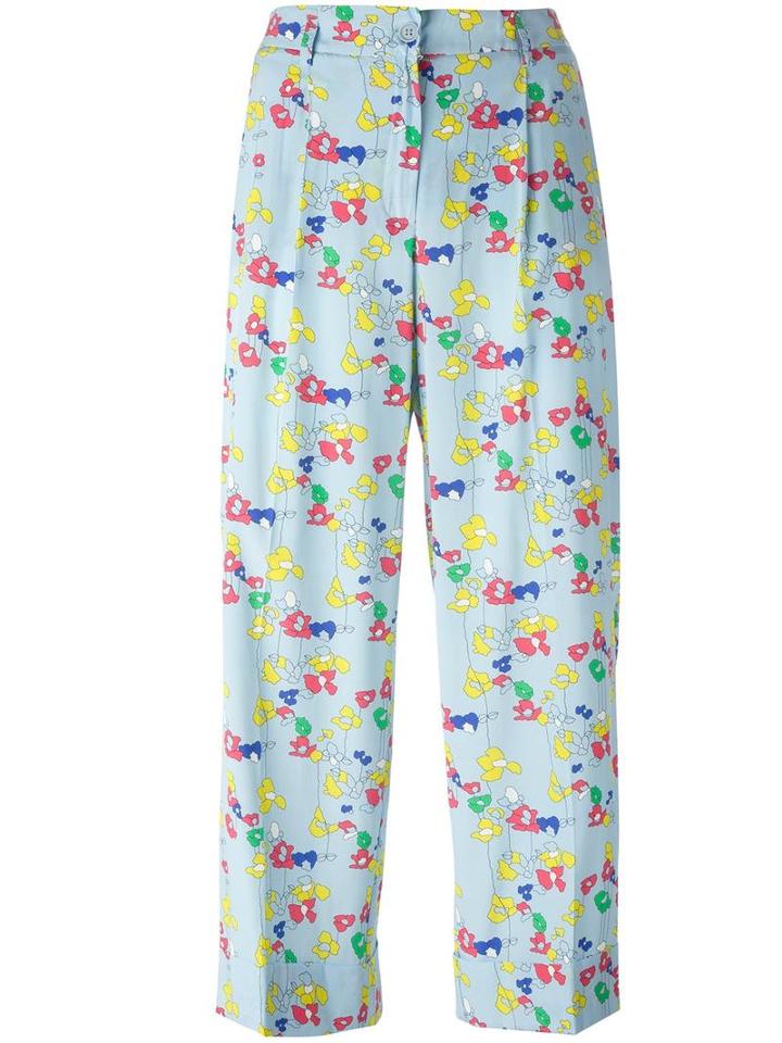 P.a.r.o.s.h. Floral Print Cropped Trousers, Women's, Size: Xs, Blue, Silk/spandex/elastane