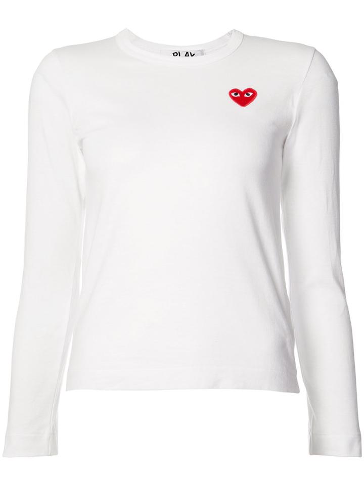 Comme Des Garçons Play - Heart Logo T-shirt - Women - Cotton - Xs, White, Cotton