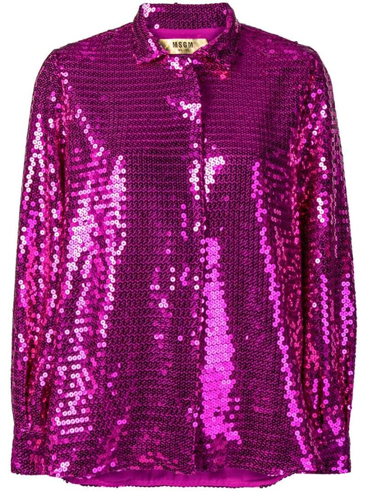 Msgm Sequinned Blouse - Purple