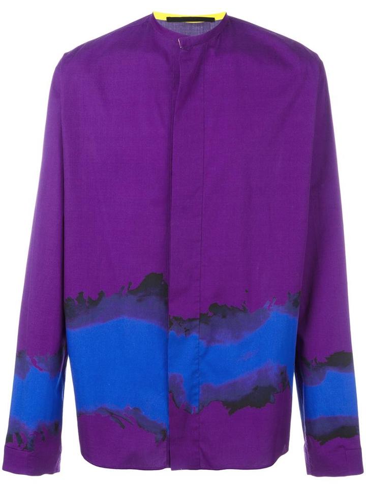 Haider Ackermann Mandarin Neck Shirt, Men's, Size: Medium, Pink/purple, Cotton