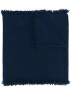 Pringle Of Scotland Fringed Cashmere Scarf In Inkwell - Blue