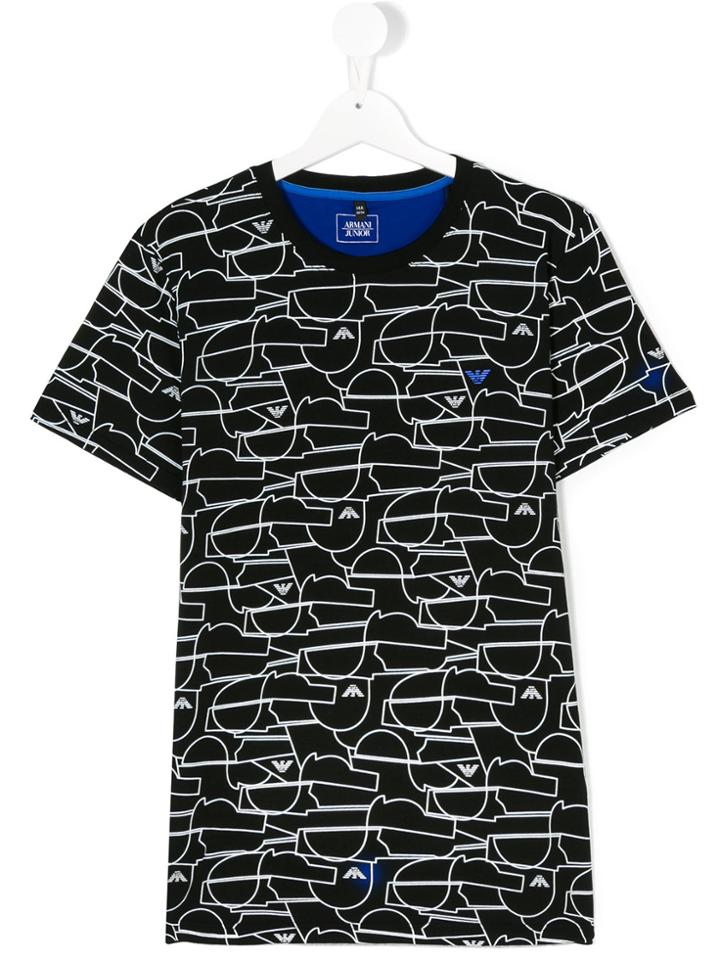 Armani Junior Logo Print T-shirt - Black