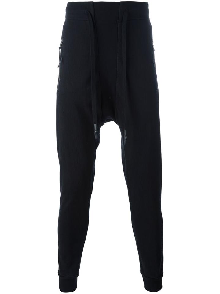 11 By Boris Bidjan Saberi Drawstring Track Pants, Men's, Size: Small, Black, Cotton
