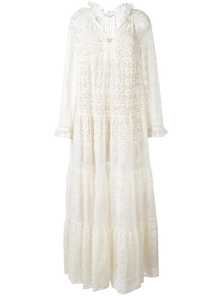 Stella Mccartney Scalloped Neck Lace Dress, Women's, Size: 38, White, Cotton/polyester/silk