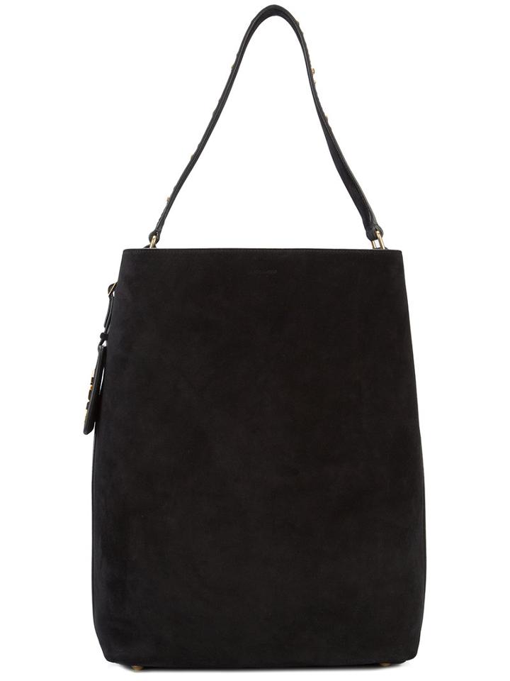 Saint Laurent Embellished Bucket Bag, Women's, Black, Suede