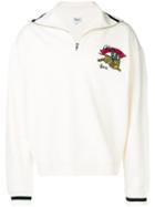 Kenzo Zipped Tiger Motif Sweater - White