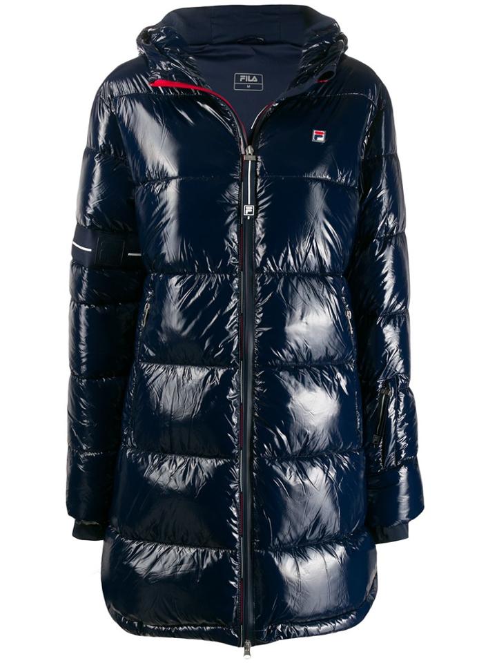 Fila Zipped Logo Parka Coat - Blue