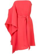 Halston Heritage - Asymmetric Strapless Dress - Women - Polyester - 6, Red, Polyester