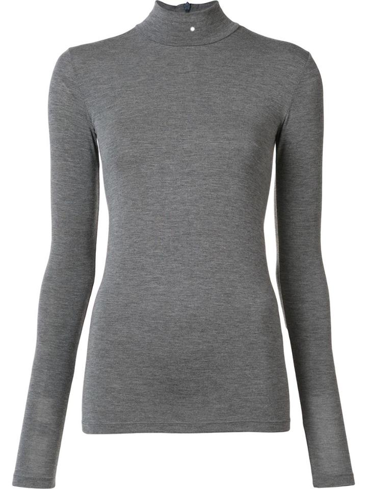 Gareth Pugh Back Zip Turtleneck Top - Grey