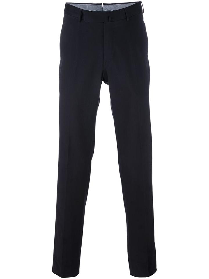 Ermenegildo Zegna Slim Tailored Trousers, Men's, Size: 58, Blue, Cotton/spandex/elastane