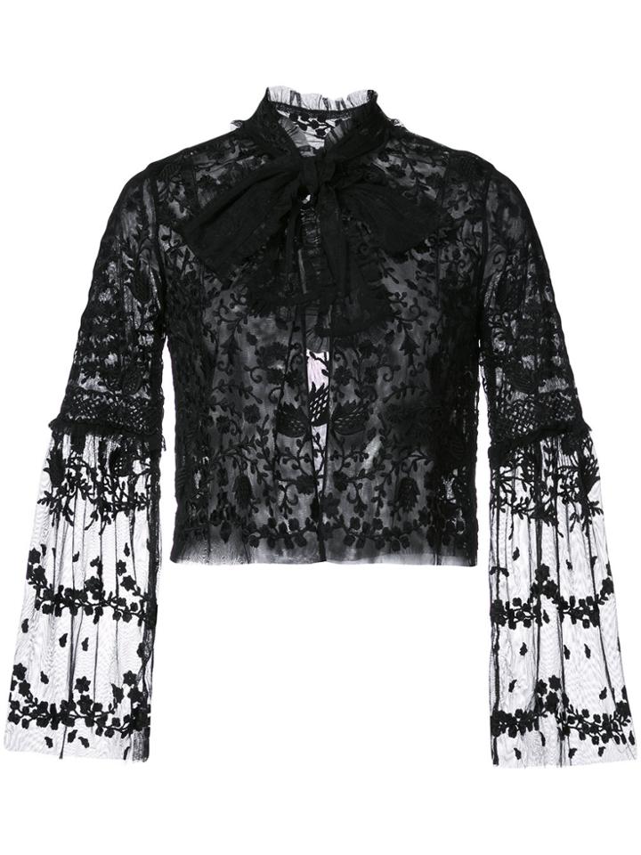 Needle & Thread Lace Frilled Collar Jacket - Black