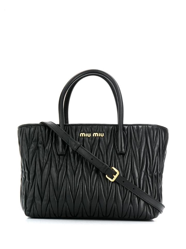 Miu Miu Small Matelassé Shopper Tote - Black