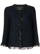 Andrew Gn Sequin Trimmed Tweed Jacket - Blue