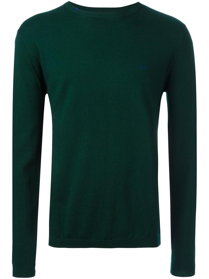 Sun 68 Crew Neck Jumper, Men's, Size: Large, Green, Cotton/wool