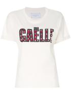 Gaelle Bonheur Plaid And Stud Appliqué T-shirt - White