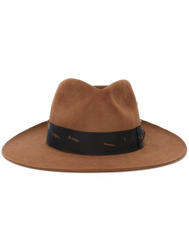 Nick Fouquet Feather Detailing Hat, Men's, Brown, Wool Felt