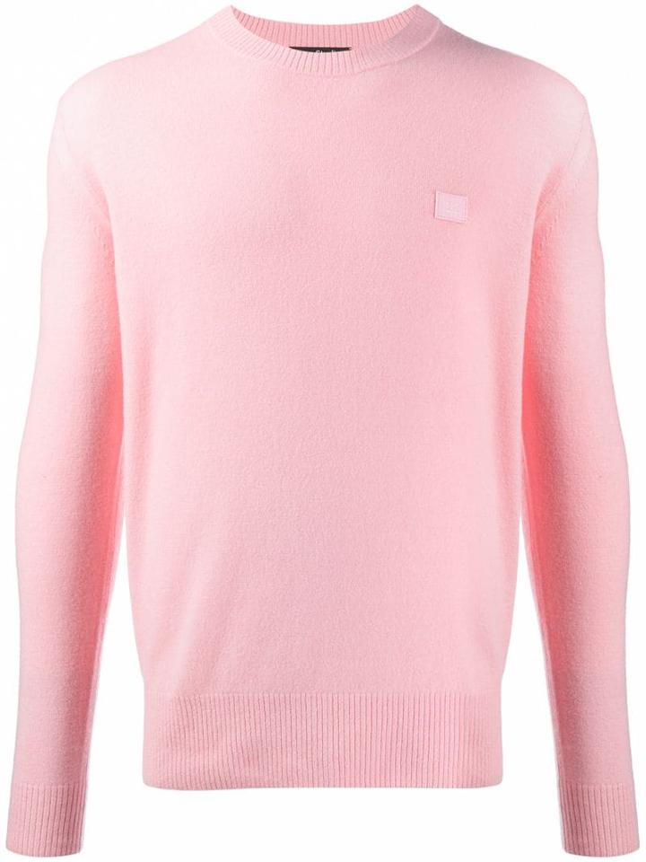 Acne Studios Face Patch Crew Neck Jumper - Pink