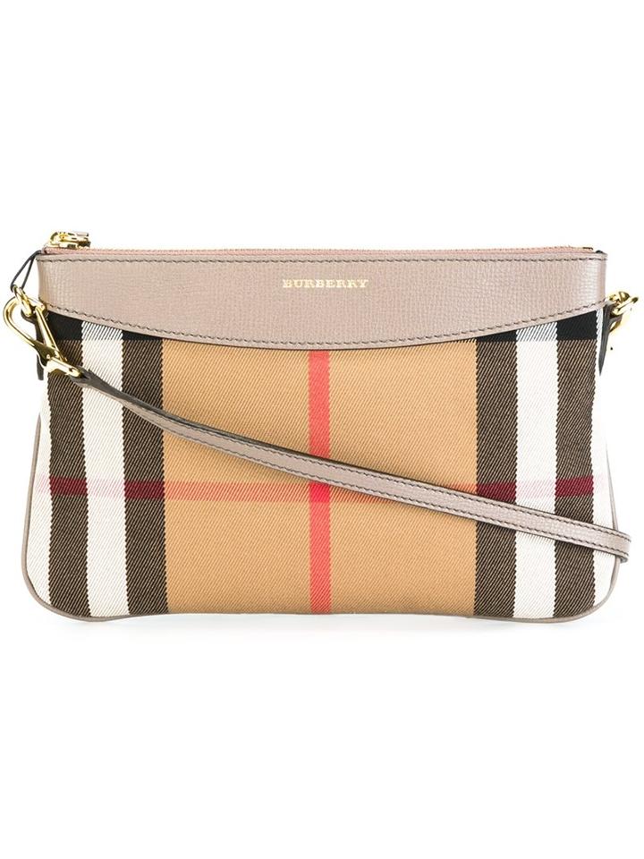 Burberry House Check Crossbody Bag, Women's, Nude/neutrals, Cotton/leather