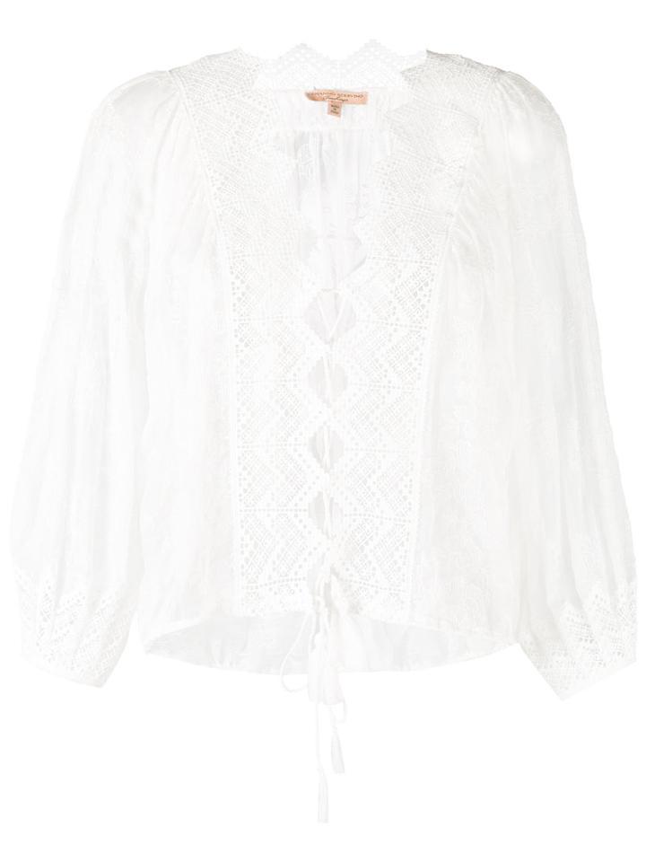 Ermanno Scervino - Embroidered Details Blouse - Women - Silk/polyester - Xl, White, Silk/polyester