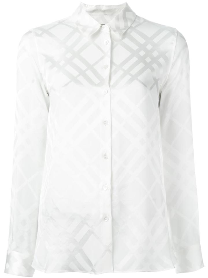 Burberry Checked Shirt, Women's, Size: 10, White, Silk