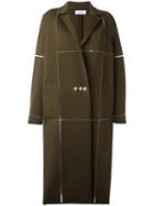 Courrèges Oversized Long Coat, Women's, Size: 36, Green, Merino/polyamide/spandex/elastane
