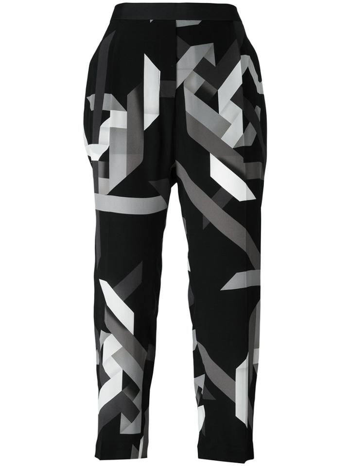 Neil Barrett Geometric Cropped Trousers - Black