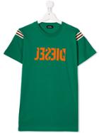 Diesel Kids Mirrored Logo T-shirt - Green