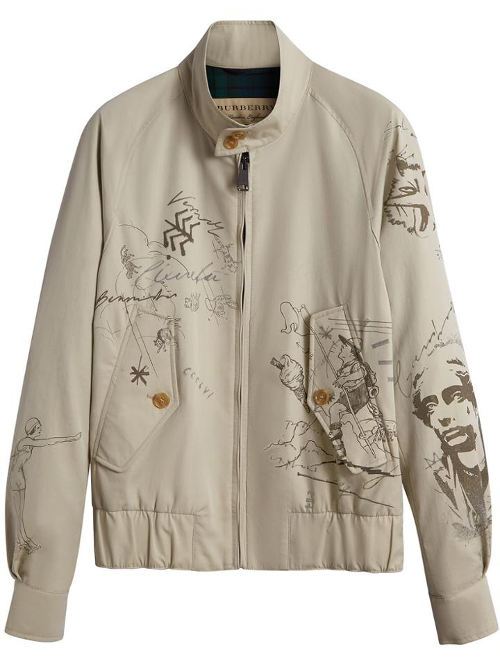 Burberry Sketch Print Harrington Jacket - Grey
