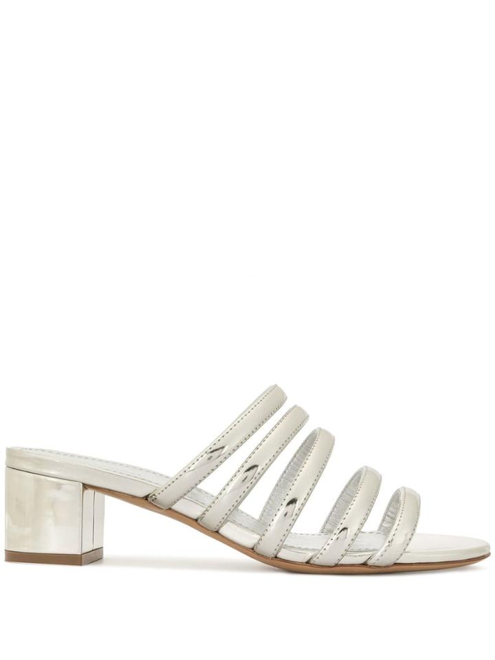 Mansur Gavriel Metallic Strappy Sandals - Silver