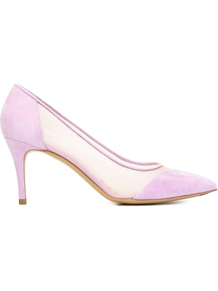 Bionda Castana Lama Sheer Panel Pointed Pumps, Women's, Size: 36.5, Pink/purple, Suede/nylon/leather