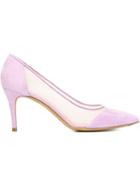 Bionda Castana Lama Sheer Panel Pointed Pumps, Women's, Size: 36.5, Pink/purple, Suede/nylon/leather