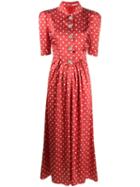 Alessandra Rich Polka Dot Print Dress - Red