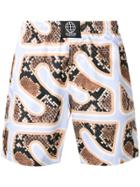 Sss World Corp Snakeskin Print Swim Shorts - Blue
