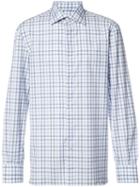 Isaia Checked Shirt, Men's, Size: 16 1/2, White, Cotton