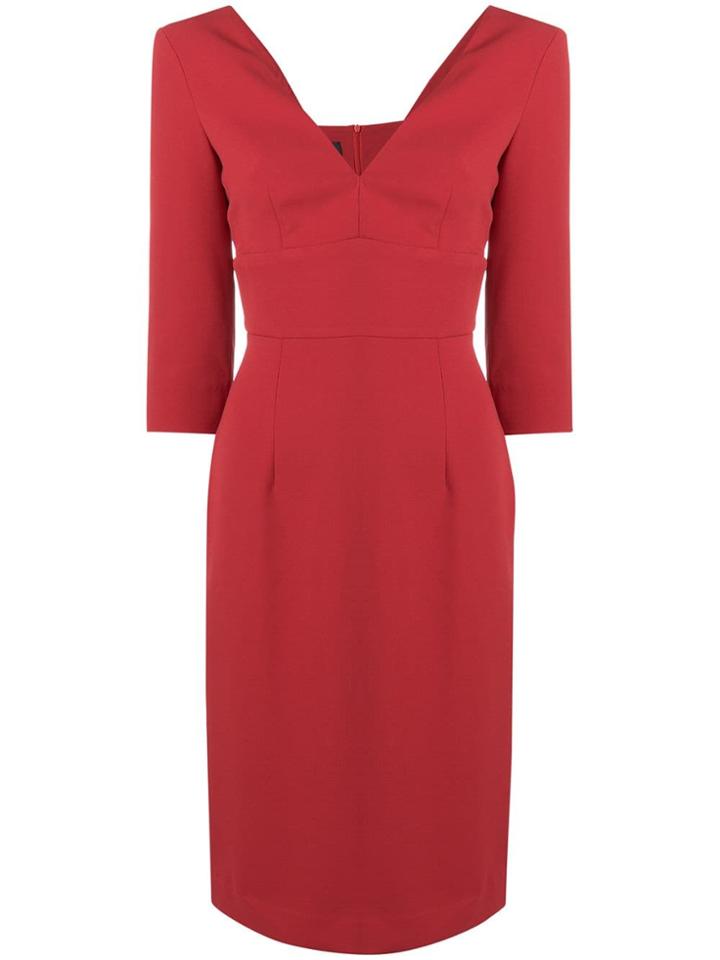 Pinko Fitted V-neck Dress - Red