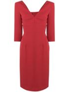 Pinko Fitted V-neck Dress - Red