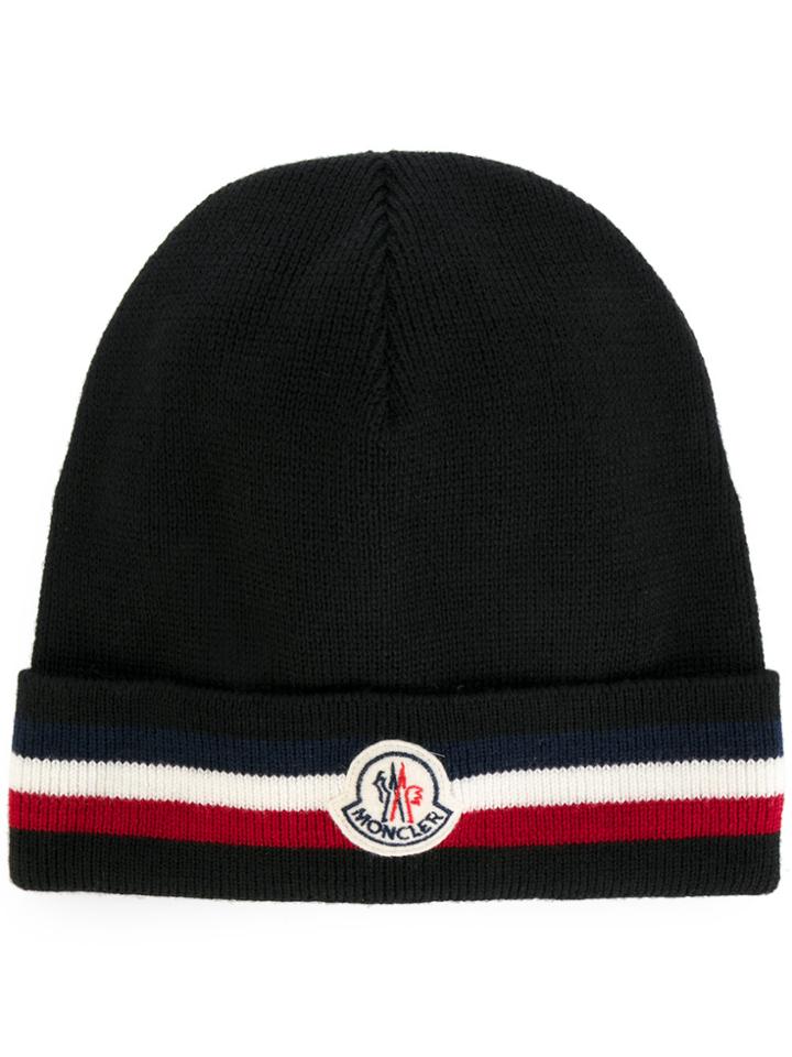 Moncler Virgin Wool Stripe Hat - Black