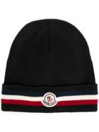 Moncler Virgin Wool Stripe Hat - Black