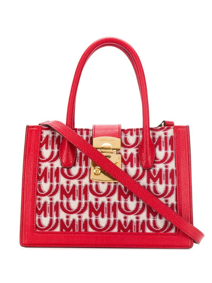 Miu Miu Jacquard Logo Print Tote - Red