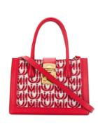 Miu Miu Jacquard Logo Print Tote - Red