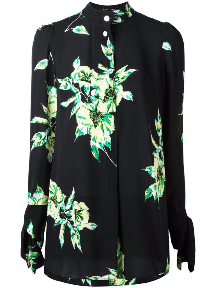 Proenza Schouler Tie Cuff Floral Print Shirt - Black