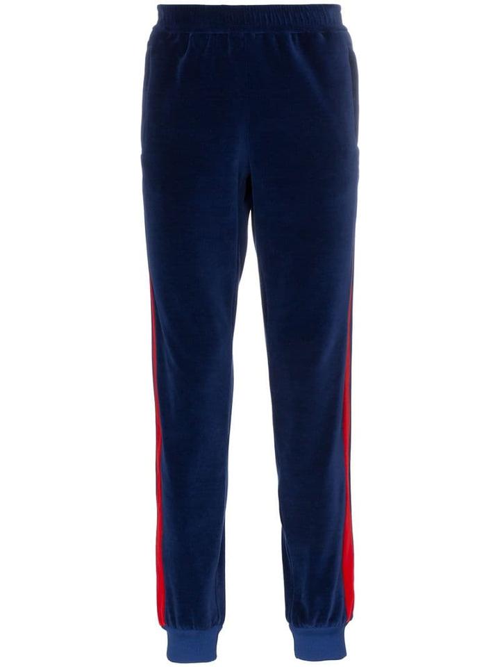 Gucci Stripe Web Detail Chenille Track Pants - Blue